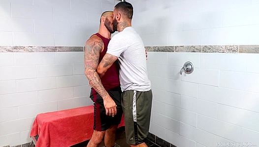 Hairy Hunks Over 30 Get Wild in Post-Workout Shower Sex