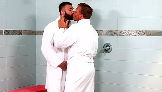 Older Dudes Over 30 Pound Each Other Raw in the Shower After a Killer Workout Session