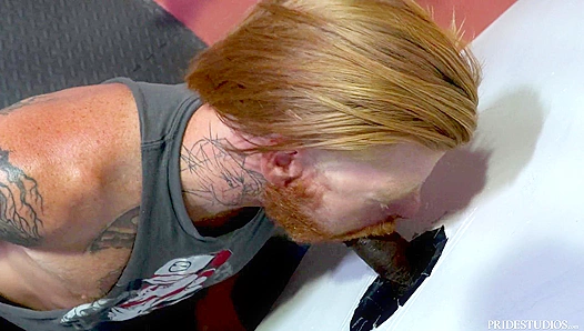 Glory Hole Action - Tattooed Redhead Gets Pounded by Extra Big BBC Dicks