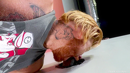 Glory Hole Action - Tattooed Redhead Gets Pounded by Extra Big BBC Dicks