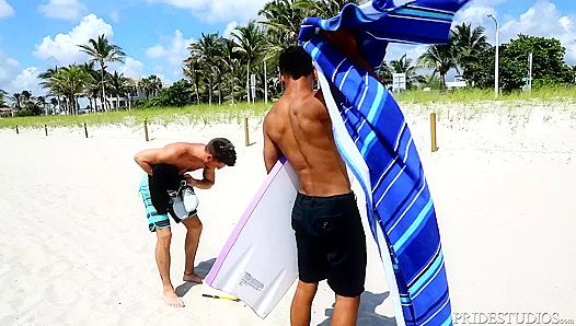 Latino Surfer Hunk DylanLucas Pounds His Buddy Senseless in the Cabana