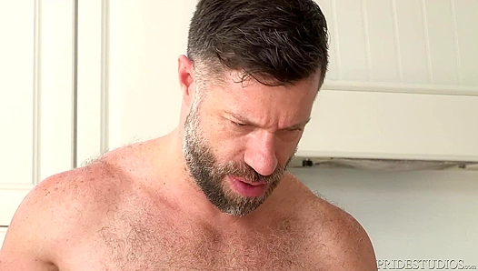 Hairy Latin Daddy with Uncut Big Dick Pounds Muscle College Boy Raw