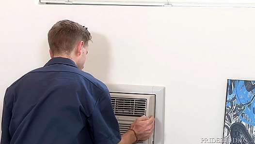 Daddy Pounds Young Repair Man Senseless, Cums Everywhere