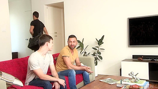 Step-Daddy DylanLucas corrupts twink son, cock deep in tight ass, moans echoing