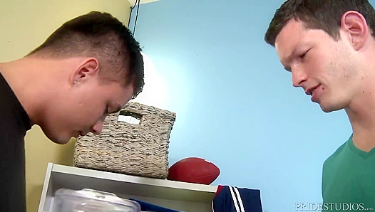 Cock Virgins Get Wild in Dorm Room Fleshlight Fun With Dirty-Talking Friend