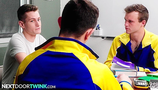 Or We Could Fuck You - Twink Tutor Dicked Down By Muscle Jocks - NextDoorTwink