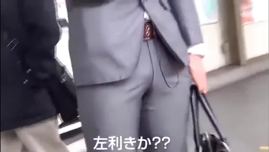 Amateur Man in Suit Enjoys Intimate Moment with Handsome Asian Guy