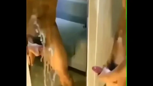 Huge Cum Shot on Mirror by Asian Gay Stud