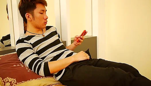 Asian Gay Twink 18+ Jacks Off Sensually In Oily Solo Session