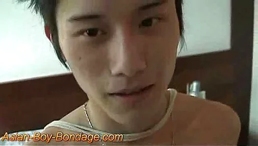 Bound Cute Asian Twink 18+ Cums Hard In BDSM Handjob Scene