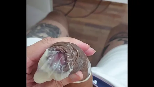 Brazilian Amateur Guy Cums Inside Condom in Hot Solo Fetish Session