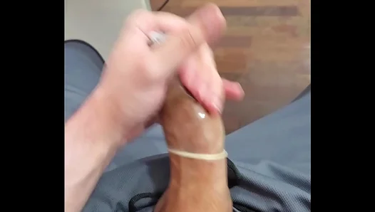 Brazilian Amateur Guy Gives Himself a Slow, Sexy Handjob With Condom
