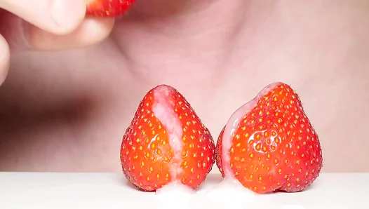 Redheaded Amateur Swallows Huge Cumload While Playing With Strawberries
