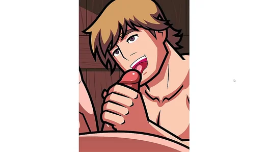 Manful: Ice Carver Gets Hot 2D Gay Blowjob In Public With Big Dick Cumshot