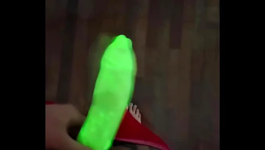 Brazilian Amateur Gets Wild in Neon Condom Solo Session
