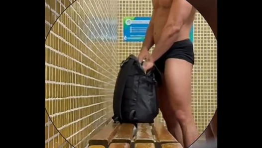 Caught! Security Guard Gets Intimate With Black Guy in Club Locker Room Blowjob Session