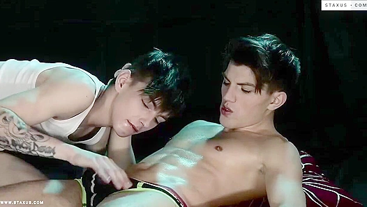 Ripped Twinks Beno Eker & Kirk Cane Cum Hard Together - Gay XXX