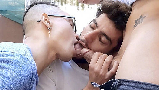 Hot Latin Stepbro Threesome Ends in Messy Facial Bliss