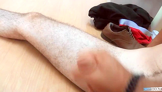 Hairy-Legged Hunk Rides Cock On-Camera - Naughty Scout Seduction