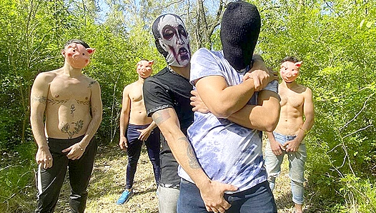 Twink-y Latino Boys Get Wild in Outdoor Gang-Bang Adventure