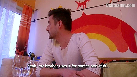 Debt Dandy Satisfies His Loan with a Tight Butt Blowjob