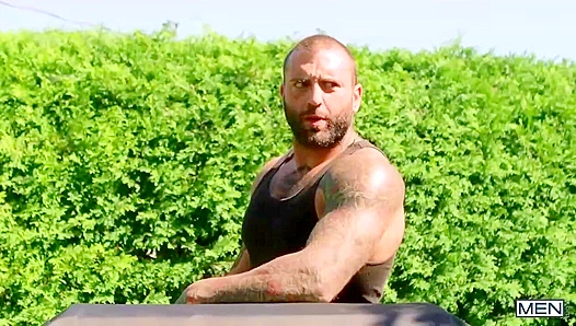 Hairy Beefcake Markus Kage Drills Benjamin Blue Outdoors