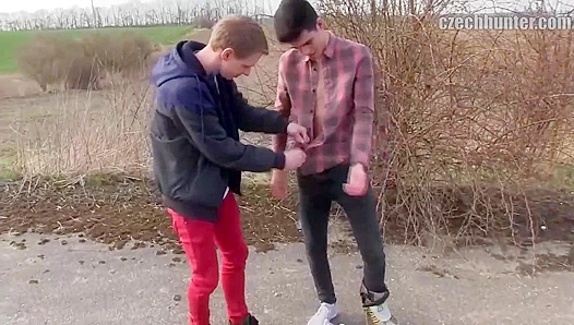 XXX Gay - Well-Hung Twinks Take It Outdoors for a Wild Threesome