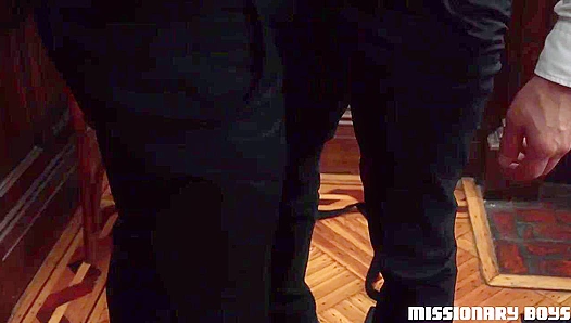 Hairy Hottie Elder Gets Desk-Fucked by Missionary Boys
