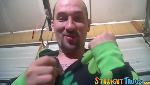 Bearded Straight Man Cums Hard While Masturbating Solo