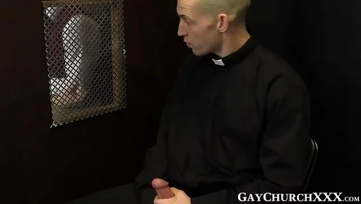 Blonde Priest Confesses Impure Deeds in Sinful Gay Church Scene