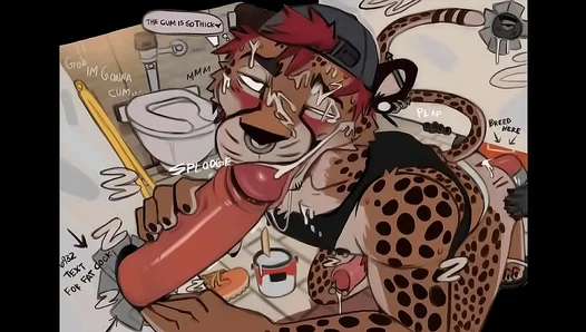 Furry Guys Get Yiffy in Bathroom Stall Gay Sex Compilation