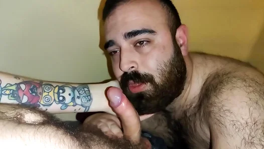 Bear With Beard Feasts on My Cock and Balls Until I Cum Hard