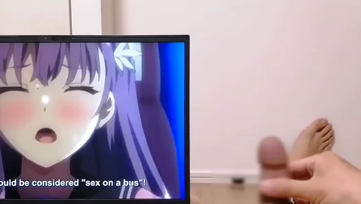 Horny Otaku jerks off big dick to Hutanari hentai in loud moaning camshot