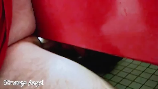 Stranger Frottage Encounter in Public Toilet Caught on Camera