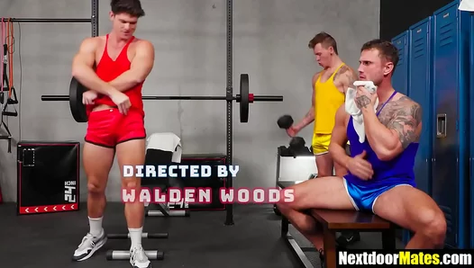 Gym Buddies Share Big Cock in Intense Glory Hole Blowjob Session