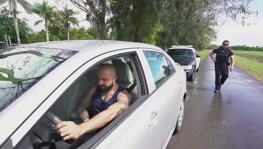 Muscular Police Officer Pounds Cock Flasher In Outdoor Gay Sex Encounter