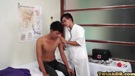 Geeky Doctor Gives Skinny Asian Twink 18+ Intense Anal Play Session