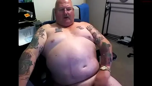 Old Fat Man Masturbates His White Cock In Intense Gay Porn Session