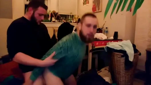 Bearded Top Dives Into Hot Amateur Gay Action – Bareback Sex