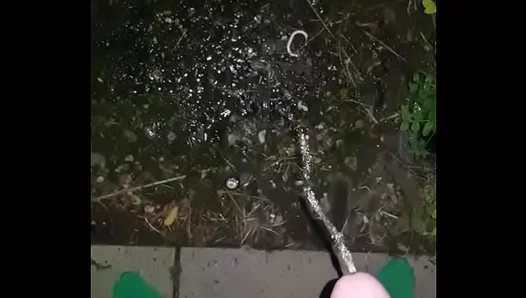 Chubby Guy Enjoys Outdoor Pissing and Cumming Fun