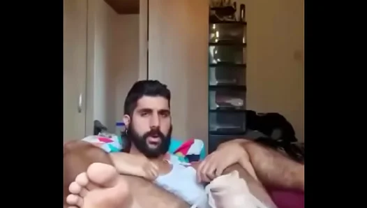 Muscle Man With Beard Enjoying Intense Gay Toy Play