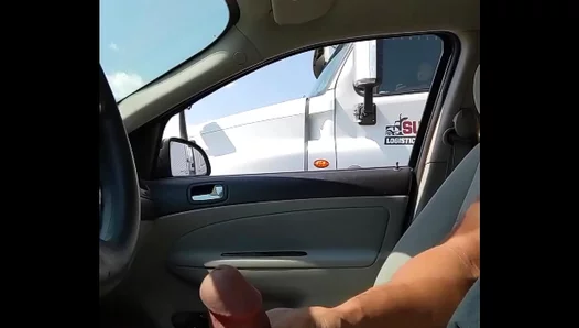 Trucker Films Himself Jerking Off While Driving In Public Voyeur Scene