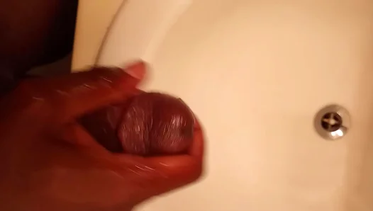 Ebony Stud Strokes His Big Dick To Cum Solo