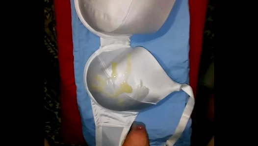 Cum Shot on Satin Bra: Amateur Solo Boy 18+ in Sexy Underwear Action