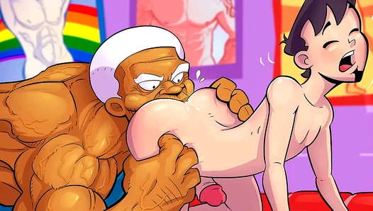 Gifted Cartoon Guys Roll Up Virgin Butts in Sweet Gay Sex Scene