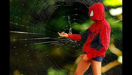 Spider–Man Cosplay Jerk Off Fun – Amateur Gay Wank Session