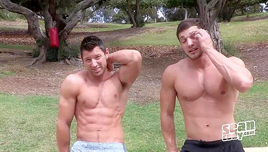 Beefy Hotties Brandon & Shaw Compete in Hard Gay Sex - Sean Cody