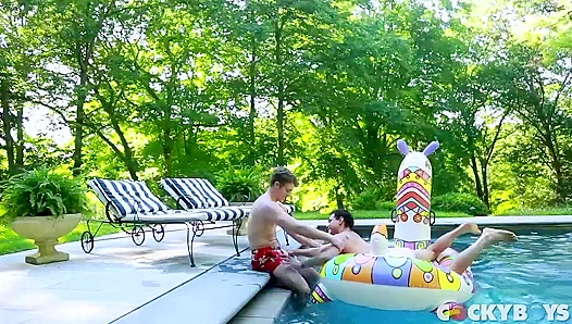 Blake Mitchell & Levi Karter - Intense Poolside Anal Pounding