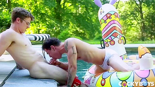 Blake Mitchell & Levi Karter - Intense Poolside Anal Pounding