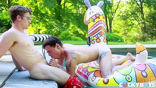 Blake Mitchell & Levi Karter - Intense Poolside Anal Pounding